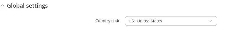 Country code setting tab in the RUTX10 WebUI